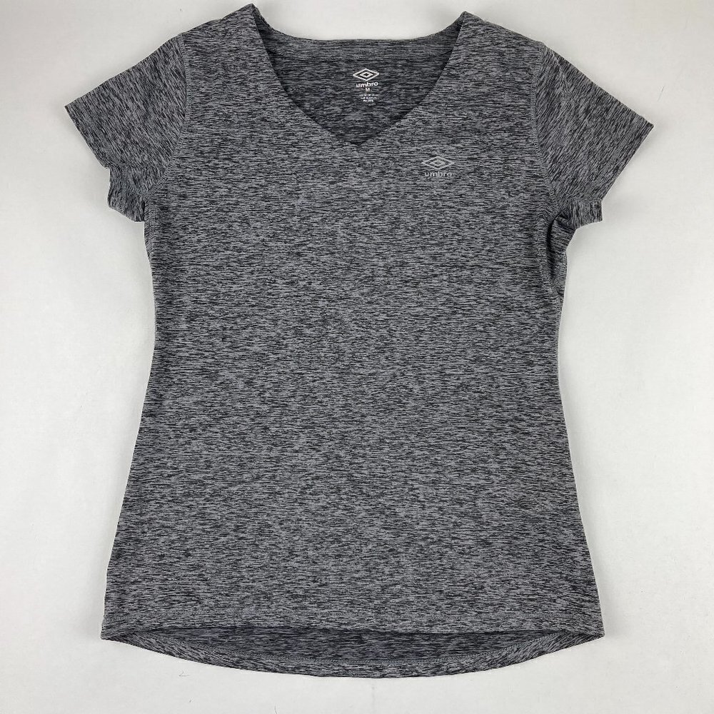 Umbro Tshirt Womens Medium Gray Vneck Cap Sleeve